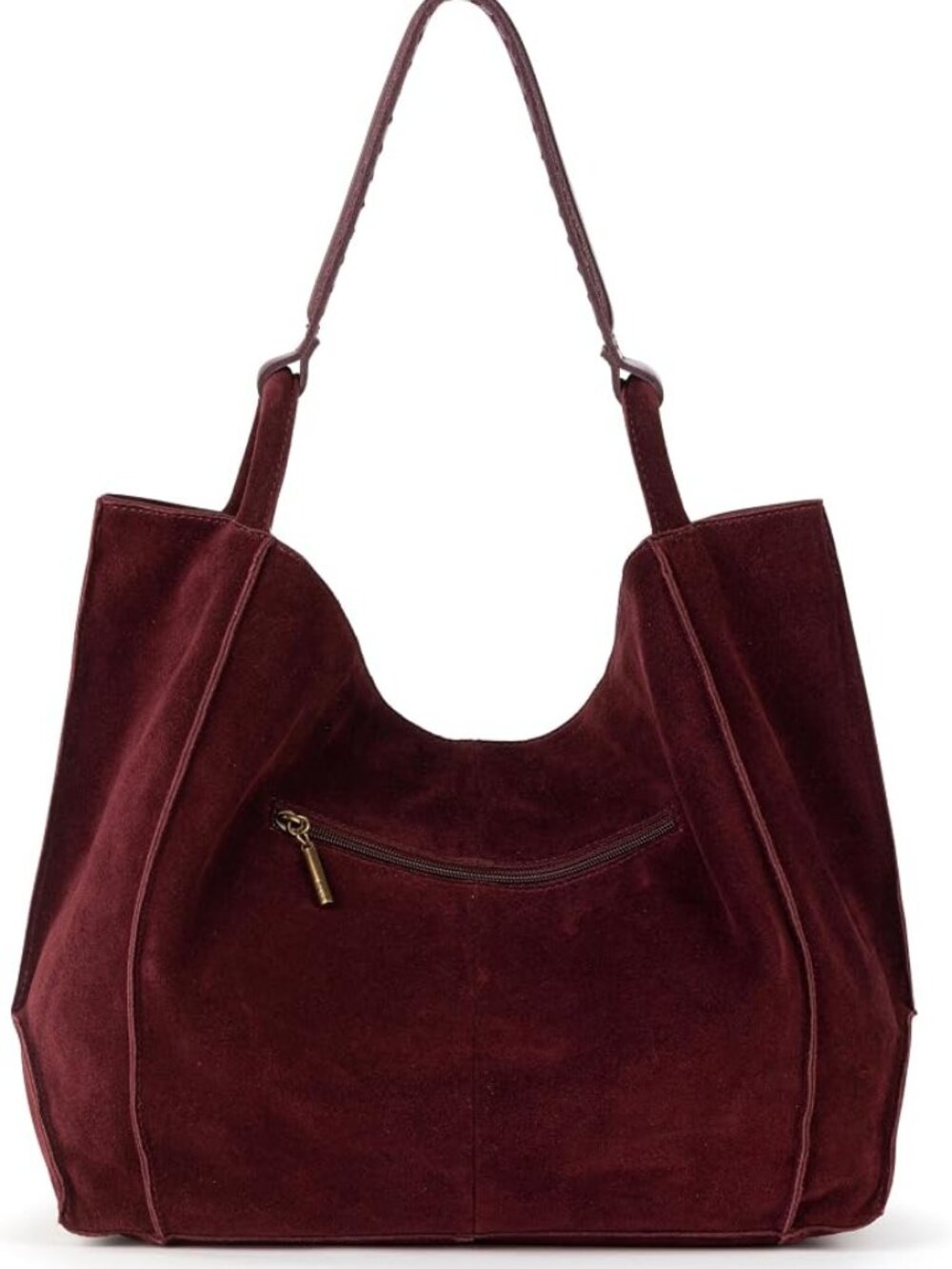 The Sak Los Feliz Large Tote Black Cherry Suede Leather Hobo Shoulder Bag NWT - Picture 6 of 6